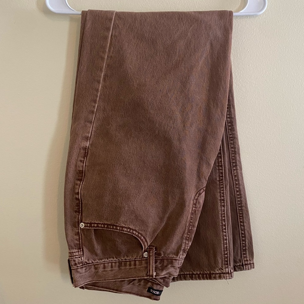 FASHION NOVA chocolate brown high waisted jeans straight leg